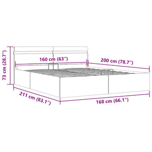 Bett mit Bettkasten Hydraulisch mit LED Taupe Stoff 160x200 cm