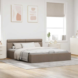 Bett mit Bettkasten Hydraulisch mit LED Taupe Stoff 160x200 cm