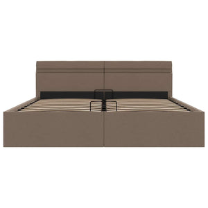 Bett mit Bettkasten Hydraulisch mit LED Taupe Stoff 160x200 cm