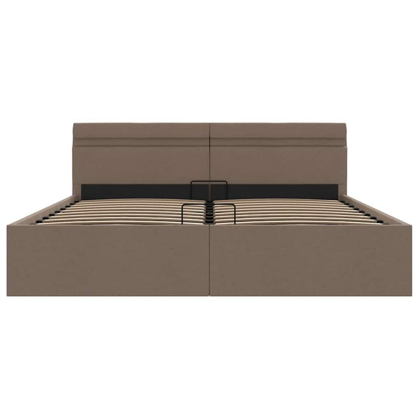 Bett mit Bettkasten Hydraulisch mit LED Taupe Stoff 160x200 cm
