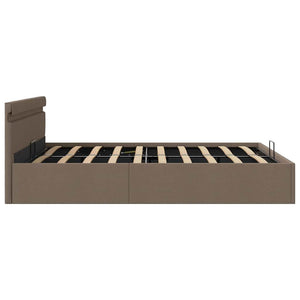 Bett mit Bettkasten Hydraulisch mit LED Taupe Stoff 160x200 cm
