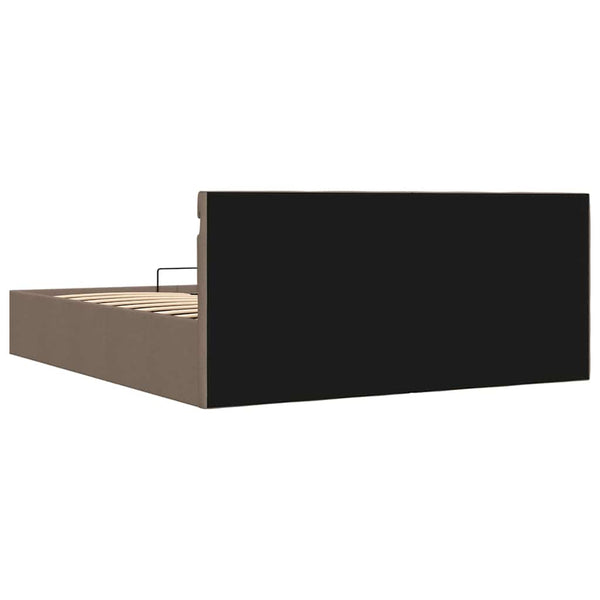 Bett mit Bettkasten Hydraulisch mit LED Taupe Stoff 160x200 cm