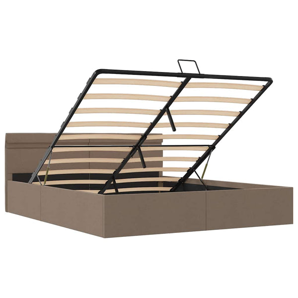 Bett mit Bettkasten Hydraulisch mit LED Taupe Stoff 160x200 cm