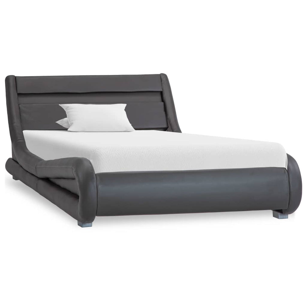 vidaXL Cadre de lit avec LED Gris Similicuir 100 x 200 cm
