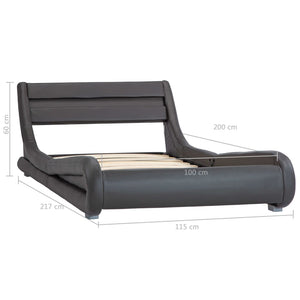 vidaXL Cadre de lit avec LED Gris Similicuir 100 x 200 cm
