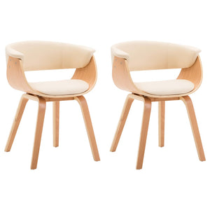 Esszimmerstühle 2 Stk. Creme Bugholz und Kunstleder