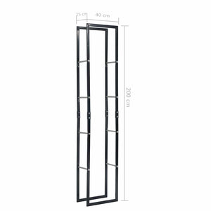 Brennholzregal Schwarz 40×25×200 cm Stahl
