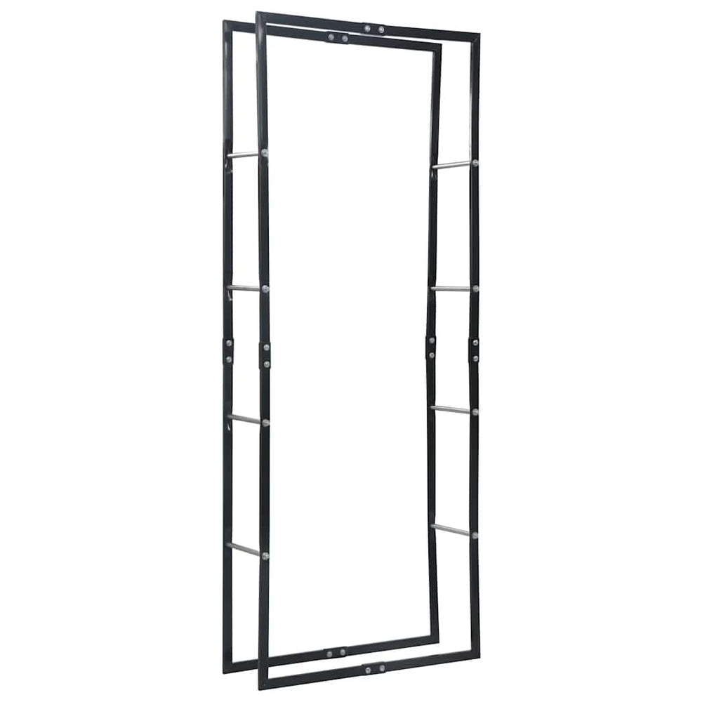 Brennholzregal Schwarz 80×25×200 cm Stahl
