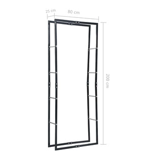 Brennholzregal Schwarz 80×25×200 cm Stahl