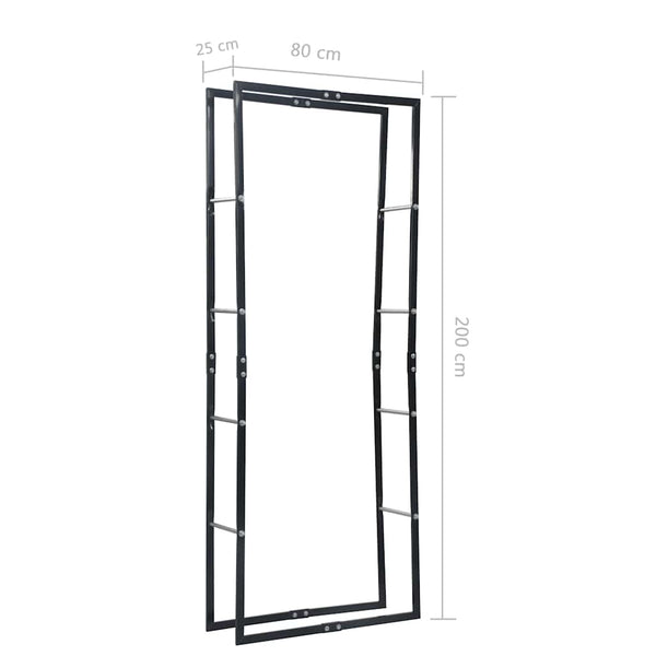 Brennholzregal Schwarz 80×25×200 cm Stahl