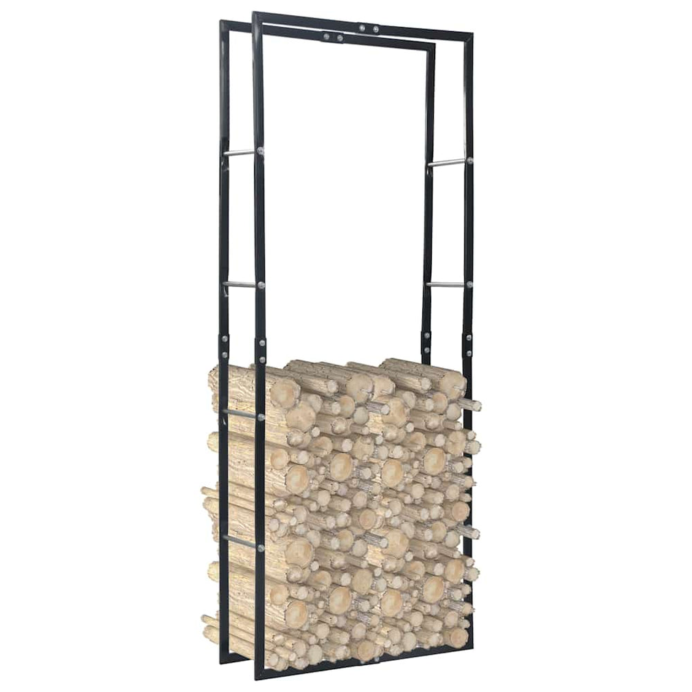 Brennholzregal Schwarz 80×25×200 cm Stahl