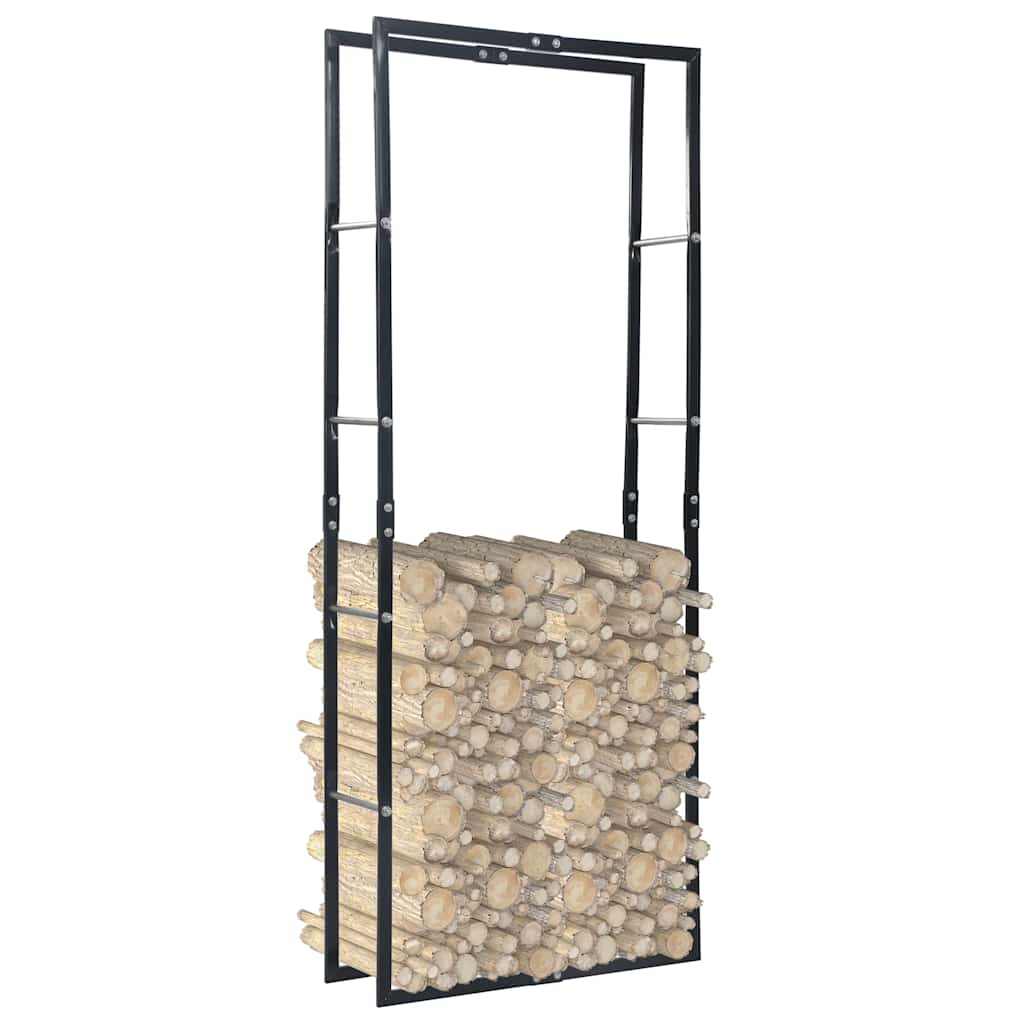 Brennholzregal Schwarz 80×25×200 cm Stahl