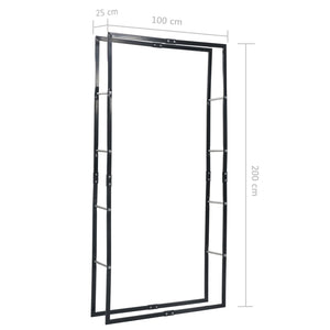 Brennholzregal Schwarz 100×25×200 cm Stahl