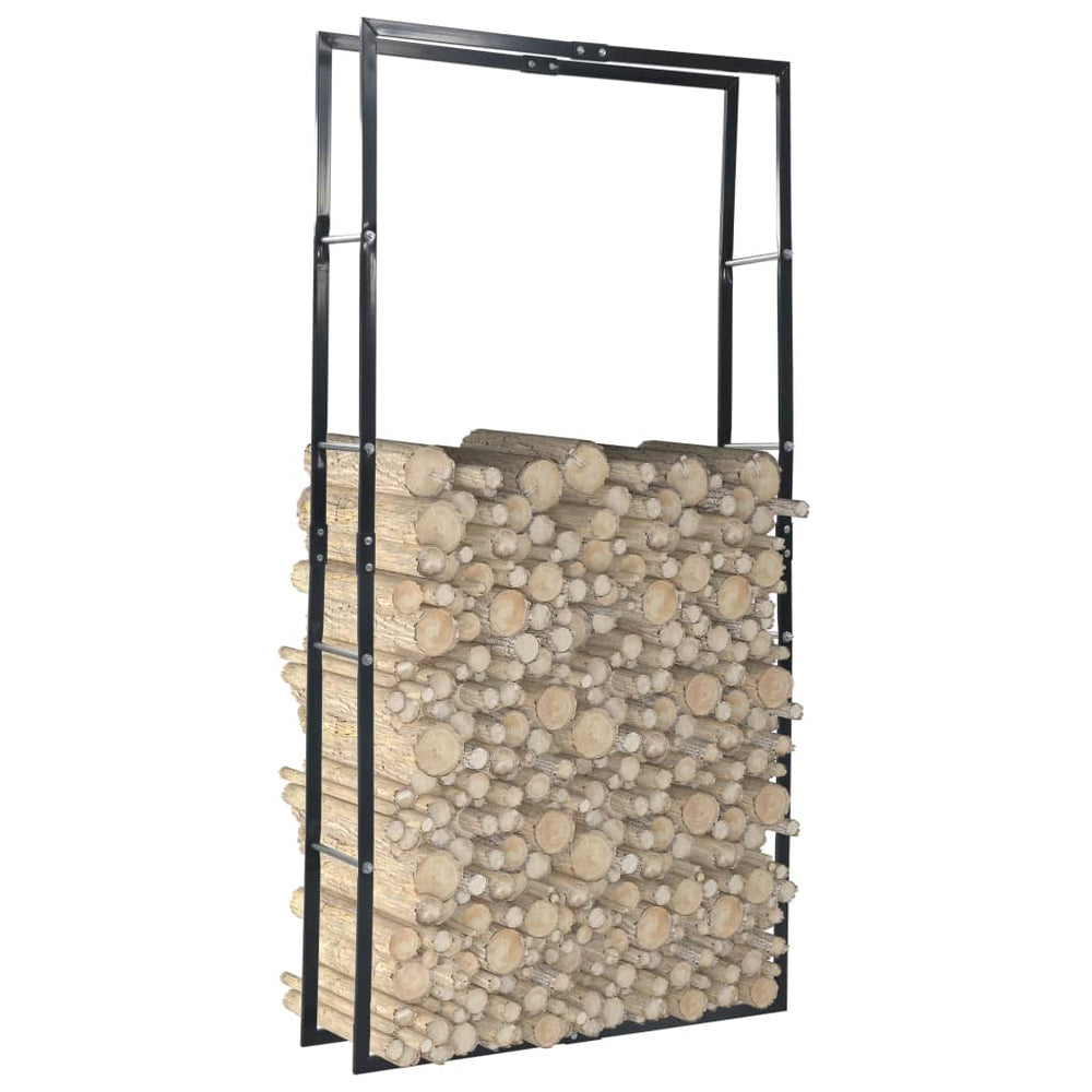 Brennholzregal Schwarz 100×25×200 cm Stahl
