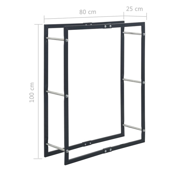 Brennholzregal Schwarz 80×25×100 cm Stahl