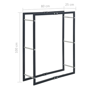 Brennholzregal Schwarz 80×25×100 cm Stahl
