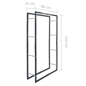 Brennholzregal Schwarz 80×25×150 cm Stahl