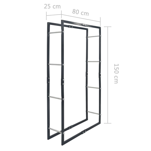 Brennholzregal Schwarz 80×25×150 cm Stahl