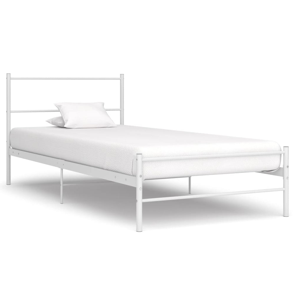 Bett Weiß Metall 90x200 cm