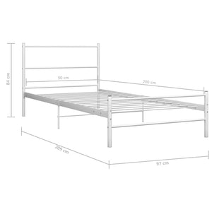 vidaXL Lit blanc en métal 90x200 cm