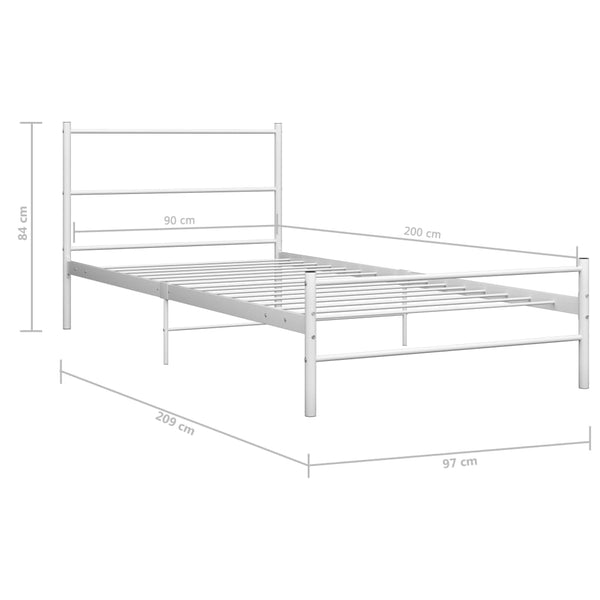 vidaXL Lit blanc en métal 90x200 cm