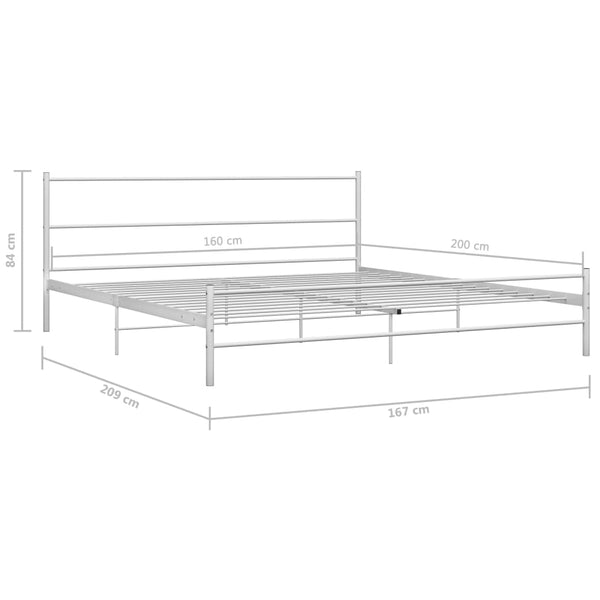 vidaXL Bed Frame White Metal 160x200 cm