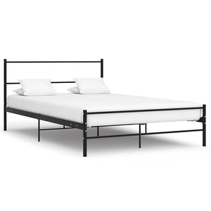 vidaXL Cadre de lit avec tête de lit sans matelas Noir 140x200 cm Métal