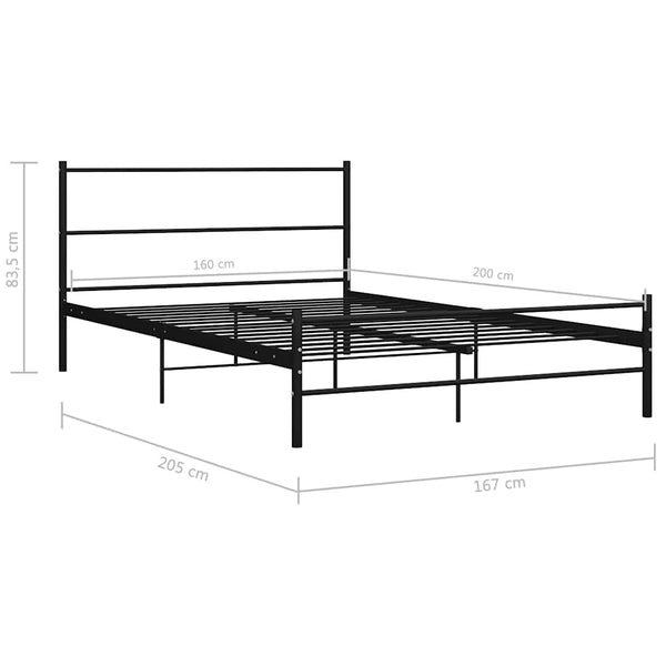 Bettgestell Schwarz Metall 160×200 cm