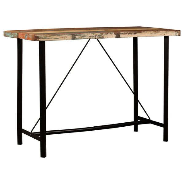 7-tlg. Bar-Set Altholz Massiv und Echtleder