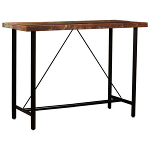 7-tlg. Bar-Set Altholz Massiv und Echtleder