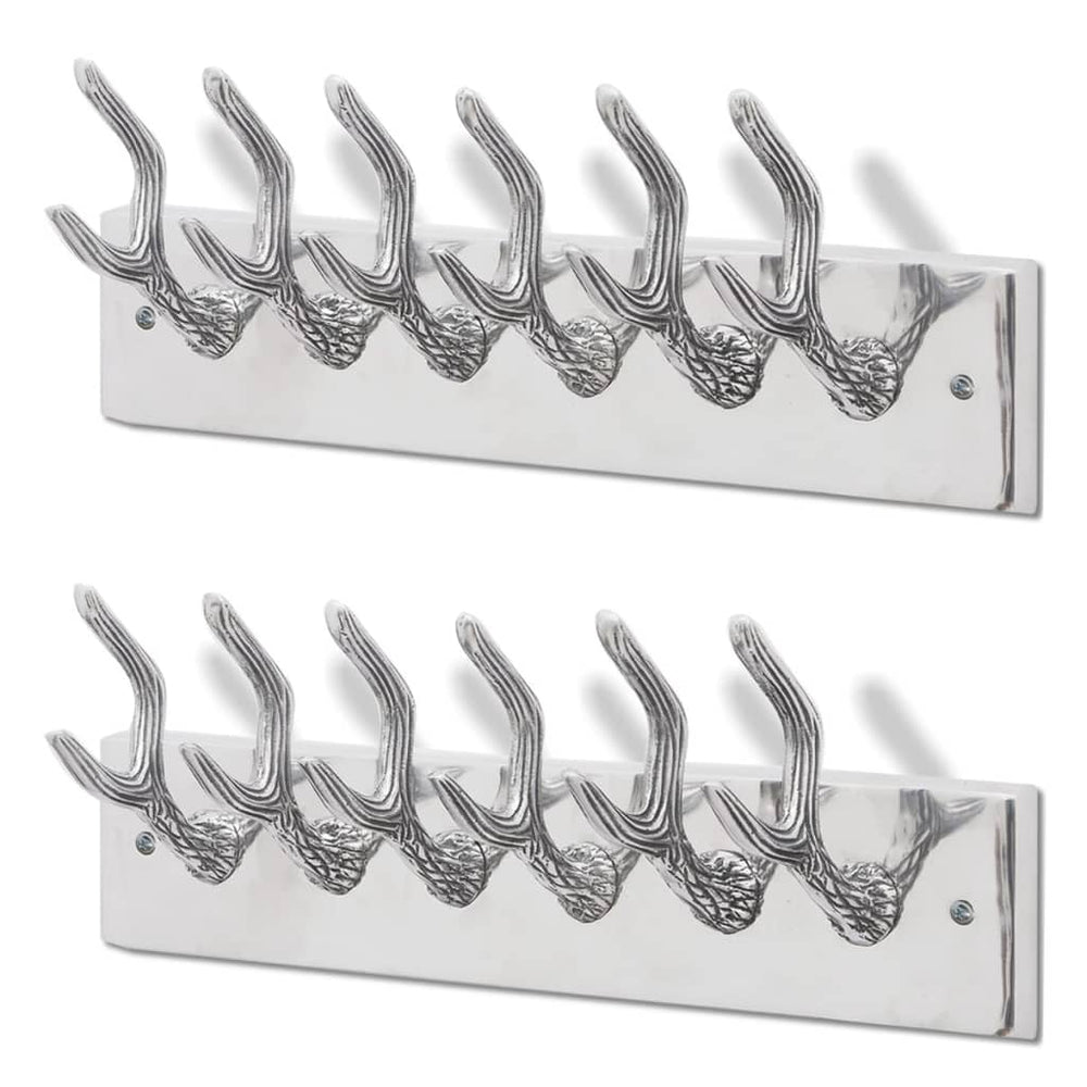 Garderobenleisten 2 Stk. Silbern Aluminium
