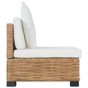 vidaXL Canapé sans accoudoirs avec coussins en rotin naturel