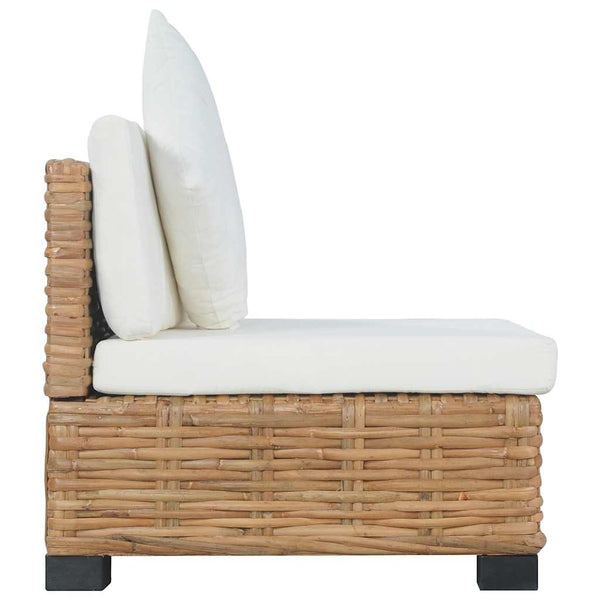 vidaXL Canapé sans accoudoirs avec coussins en rotin naturel