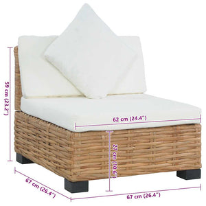 vidaXL Canapé sans accoudoirs avec coussins en rotin naturel
