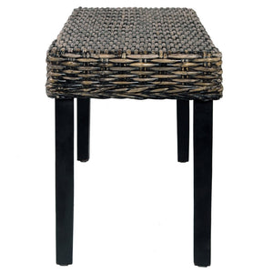 vidaXL Banc 110 cm Noir Rotin kubu naturel et Bois de mahagoni massif