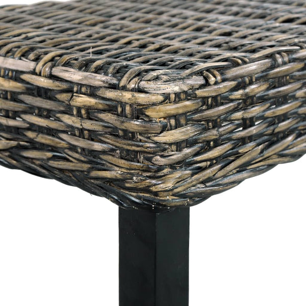 vidaXL Banc 110 cm Noir Rotin kubu naturel et Bois de mahagoni massif