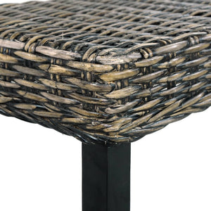 Sitzbank 110 cm Schwarz Natur Kubu-Rattan und Massivholz Mahagoni