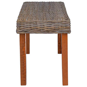 Sitzbank 110 cm Natur Kubu-Rattan und Massivholz Mahagoni