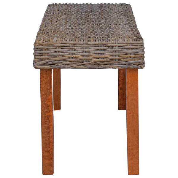 Sitzbank 110 cm Natur Kubu-Rattan und Massivholz Mahagoni