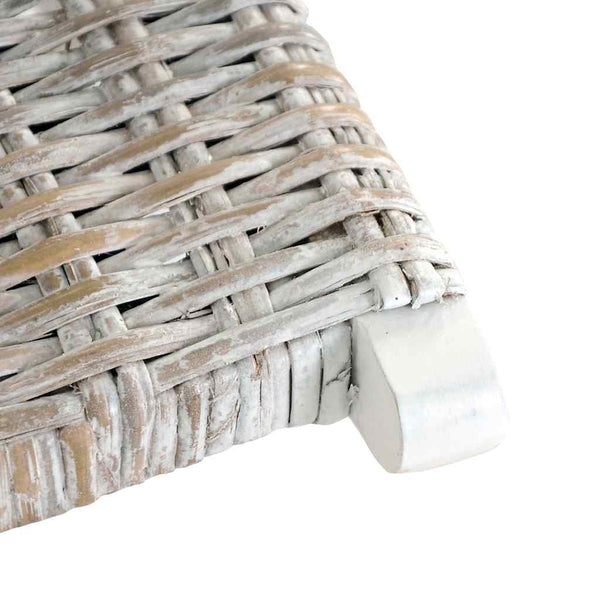 vidaXL Chaise longue relax Blanc rotin kubu naturel et bois massif d'acajou