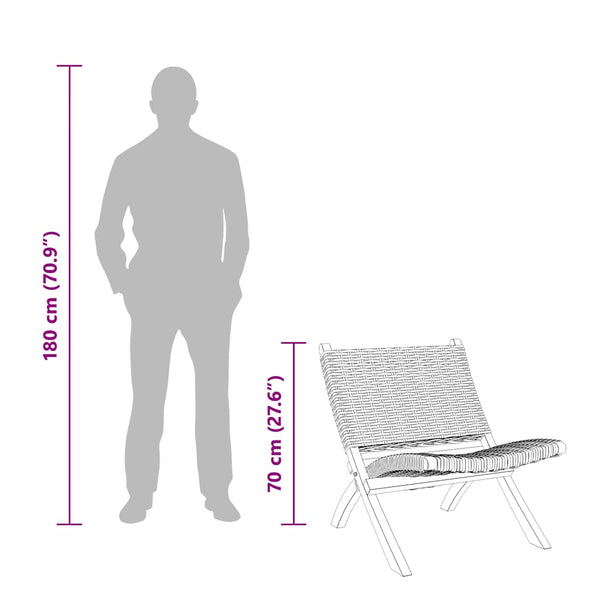 vidaXL Chaise longue relax Blanc rotin kubu naturel et bois massif d'acajou
