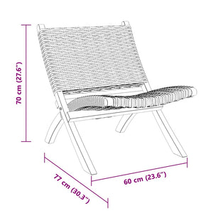 Relaxstuhl Grau Natur Kubu-Rattan und Massivholz Mahagoni