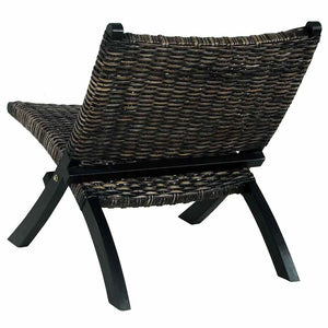 vidaXL Chaise longue relax noire en rotin Kubu naturel et bois de mahogany massif
