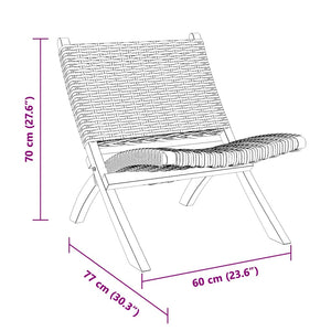 Relaxstuhl Schwarz Natur Kubu-Rattan und Massivholz Mahagoni