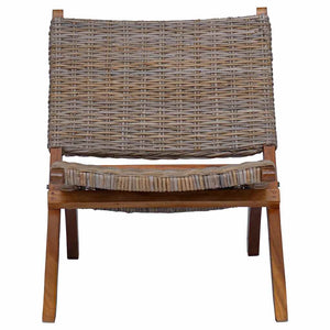 Relaxstuhl Natur Kubu-Rattan und Massivholz Mahagoni