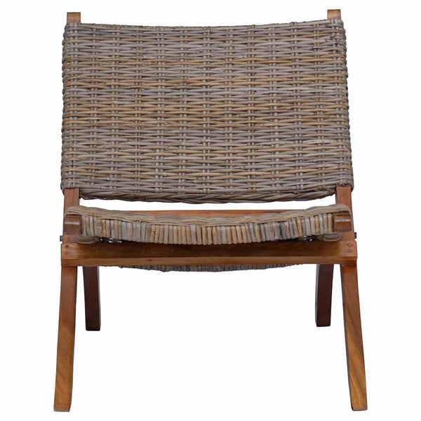 Relaxstuhl Natur Kubu-Rattan und Massivholz Mahagoni