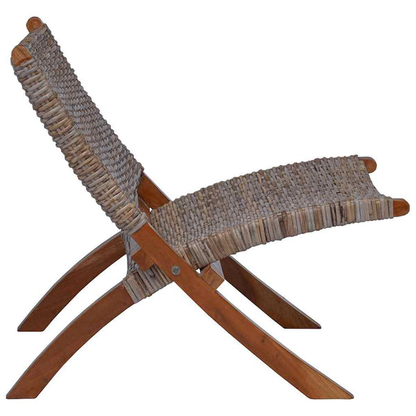 Relaxstuhl Natur Kubu-Rattan und Massivholz Mahagoni