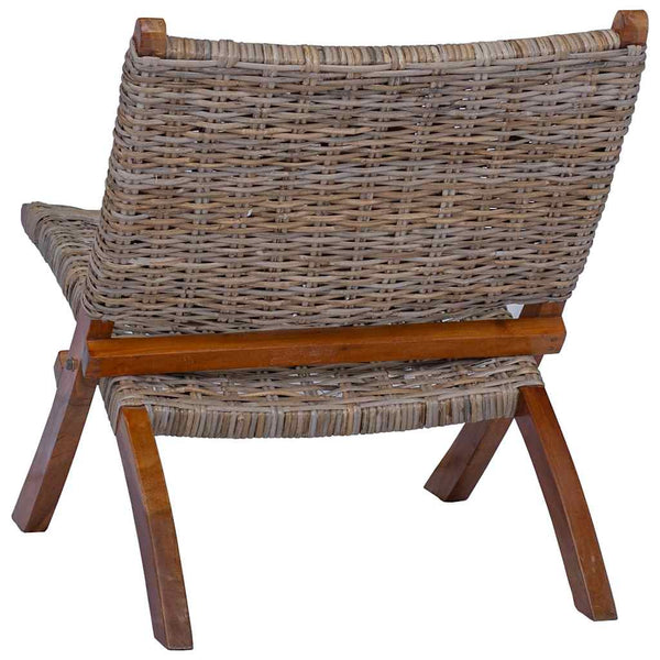 Relaxstuhl Natur Kubu-Rattan und Massivholz Mahagoni