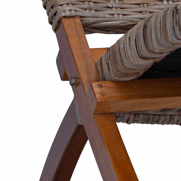 Relaxstuhl Natur Kubu-Rattan und Massivholz Mahagoni
