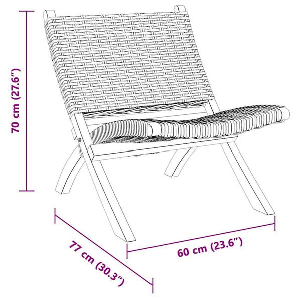 Relaxstuhl Natur Kubu-Rattan und Massivholz Mahagoni